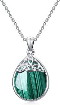 wholesale Sterling Silver Celtic Knot Pendant Necklace for Women-Malachite