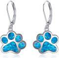 wholesale 925 Sterling Silver Abalone Shell Inlay Paw Print Leverback Earring for Women Girls Animal Lover Gift-0-6