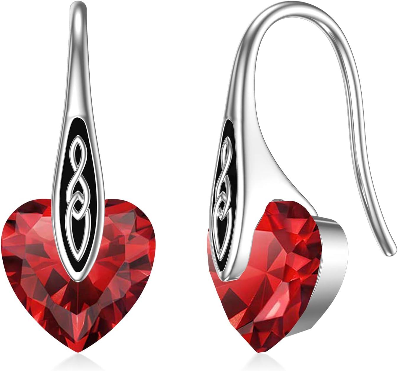 Sterling Silver Birthstone Celtic Dangle Drop Earrings Hypoallergenic Hook Irish Jewelry Gifts-0-0