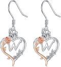 wholesale TOUPOP Rose Heart Earrings For Women Sterling Silver Butterfly Initial W Letter Drop Dangle Earrings Anniversary Birthday Christmas Jewelry Gifts For Her Wife Girlfriend Mom -0-0