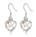 TOUPOP Sterling Silver Rose Heart Butterfly W Letter Dangle Earrings-0-0