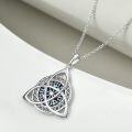 wholesale 925 Sterling Silver Celtic Knot Viking Triangle Amulet Protection Pendant Necklace for Women-0-4