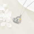 wholesale 925 Sterling Silver Elephant Love Heart Pendant Necklace with Sunflower Charm Gift for Women-0-3