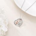 wholesale 925 Sterling Silver Rose Gold Brother Sister Love Forever Heart Pendant Necklace-0-3