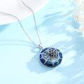 wholesale 925 Sterling Silver Blue Crystal Spider Web Pendant Necklace Gothic Halloween s for Women and Girls-0-1