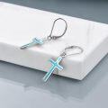 wholesale Sterling Silver Cross Leverback Dangle Drop Earrings for Women Men-0-8
