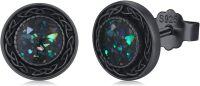 wholesale S925 Sterling Silver Round Celtic Knot Opal Stud Earrings - Punk Gothic Style Jewelry for Women and Men-Abalone Shell2