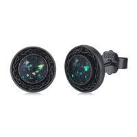 wholesale S925 Sterling Silver Round Celtic Knot Opal Stud Earrings - Punk Gothic Style Jewelry for Women and Men-Abalone Shell2