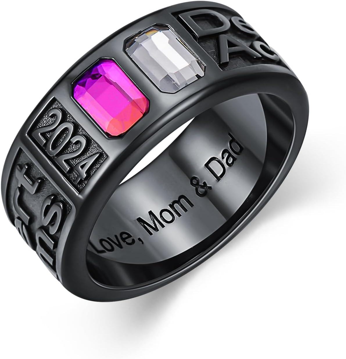 Sterling Silver 0 1 2 3 Gem Men s Graduation Class Ring 4 5 6 7 9 5mm-0-1