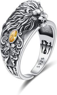 wholesale  Sterling Silver Adjustable Open Ring Jesus Infinity Lion Viking Feather Ring Jewelry Gift -RING 6