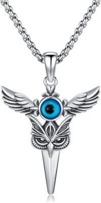 wholesale 925 Sterling Silver Owl Eye Pendant Necklace for Men Women Norse Viking -02-Owl Necklace
