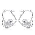 wholesale 925 Sterling Silver Cute Puppy Dog Hoop Earrings For Women Pet Lovers Gift-0-0