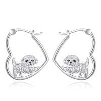 wholesale 925 Sterling Silver Cute Puppy Dog Hoop Earrings For Women Pet Lovers Gift-Maltese