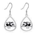 wholesale 925 Sterling Silver Panda Bear Teardrop Dangle Earrings for Women and Girls-0-0