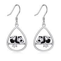 wholesale 925 Sterling Silver Panda Bear Teardrop Dangle Earrings for Women and Girls-Panda