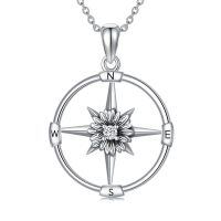 wholesale 925 Sterling Silver Birthstone Flower Necklace Compass Pendant for Women-04-Apr-Daisy