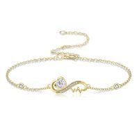 wholesale 14k Gold Heart Infinity Bracelet With Diamonds-Heartbeat