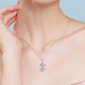 wholesale 925 Sterling Silver Cross with Stethoscope and Blue Crystal Pendant Necklace for Nurses-0-15