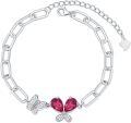 wholesale Sterling Silver Birthstone Butterfly Bracelet Paperclip Link Chain Type 2-0-0