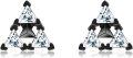 wholesale 925 Sterling Silver Triangular Pyramid Stud Earrings with Clear Cubic Zirconia and Black Accents-0-0
