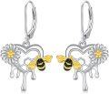 wholesale 925 Sterling Silver Honeycomb Daisy Bee Heart Drop Earrings Fashion s for Women Girls-0-0