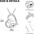 wholesale 925 Sterling Silver Koala Heart Pendant Necklace with Cubic Zirconia Stones for Women-0-5