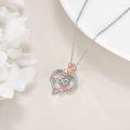 wholesale 925 Sterling Silver 3D Rose & Number 50 Heart Pendant Necklaces for Women Anniversary Gifts-0-3