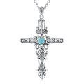 wholesale 925 Sterling Silver Turquoise Inlay Cross Pendant Necklaces for Men Christian  Ideas-0-0
