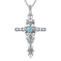 wholesale 925 Sterling Silver Turquoise Inlay Cross Pendant Necklaces for Men Christian  Ideas-Turquoise
