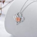 TOUPOP Sterling Silver Rose Necklace with Heart Pendant, Jewelry Gift-0-2