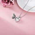 wholesale 925 Sterling Silver Blue Crystal Heart Photo Locket Pendant Necklace for Women Girls -0-2
