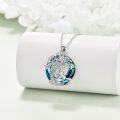 wholesale 925 Sterling Silver Horse & Tree of Life Blue Crystal Pendant Necklace-0-3