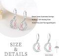 wholesale 925 Sterling Silver Pink Ribbon Cancer Awareness Crescent Moon Drop Earrings for Women-0-5
