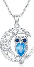 wholesale 925 Sterling Silver Blue Crystal Owl Pendant Necklaces for Women Girls s-0-0