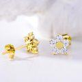 wholesale 14K Gold Flower Diamond Stud Earrings - Gift for Her-0-3