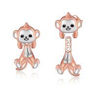 wholesale 925 Sterling Silver Cute Monkey Charm-Monkey Stud Earrings