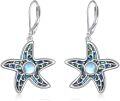 wholesale 925 Sterling Silver Abalone Shell Viking Starfish Leverback Earrings-0-0
