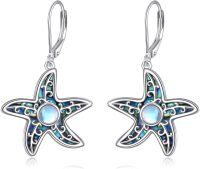 wholesale 925 Sterling Silver Abalone Shell Viking Starfish Leverback Earrings-B-Starfish