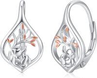 wholesale 925 Sterling Silver Tree of Life Huggie Hoop Earrings with Cubic Zirconia and Rose Gold Accents - Unique Gift Idea for Her-Elephant Hoop Earrings #2