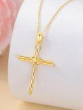 wholesale 14k Gold Cross Necklace With Lab Diamond Accents-0-4