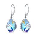 TOUPOP Sterling Silver Moonstone Frog/Mermaid Teardrop Dangle Earrings-0-0