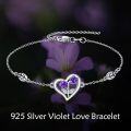 wholesale 925 Sterling Silver Purple Flower Heart Charm Bracelet Gift for Women-0-4
