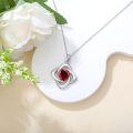 wholesale 925 Sterling Silver Red Garnet Heart Pendant Necklace for Women-0-1
