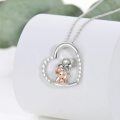 wholesale 925 Sterling Silver Mom Heart Shape Animal Pendant Necklaces for Women Girls Family Love Gift-0-118