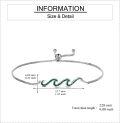 wholesale 925 Sterling Silver Green Stone Wave Adjustable Bracelet for Women - Ocean Inspired Beach Gift Idea-0-3