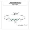 wholesale 925 Sterling Silver Green Stone Wave Adjustable Bracelet for Women - Ocean Inspired Beach Gift Idea-0-3