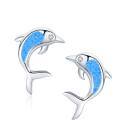 wholesale 925 Sterling Silver Blue Fire Opal Dolphin Stud Earrings for Women Girls Gifts Hypoallergenic Jewelry Minimalist Design-0-0