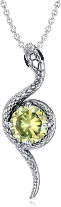 wholesale Metal Stone Snake Birthstone Pendant Necklace for Women-August