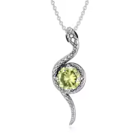 wholesale Metal Stone Snake Birthstone Pendant Necklace for Women-August