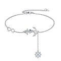 wholesale 925 Sterling Silver Infinity Anchor Bracelet Wholesale With Blue Crystal Pendant-0-0